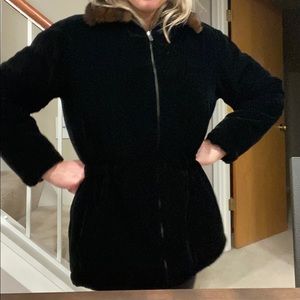 Ralph Lauren Faux Fur collar Black velour coat size small